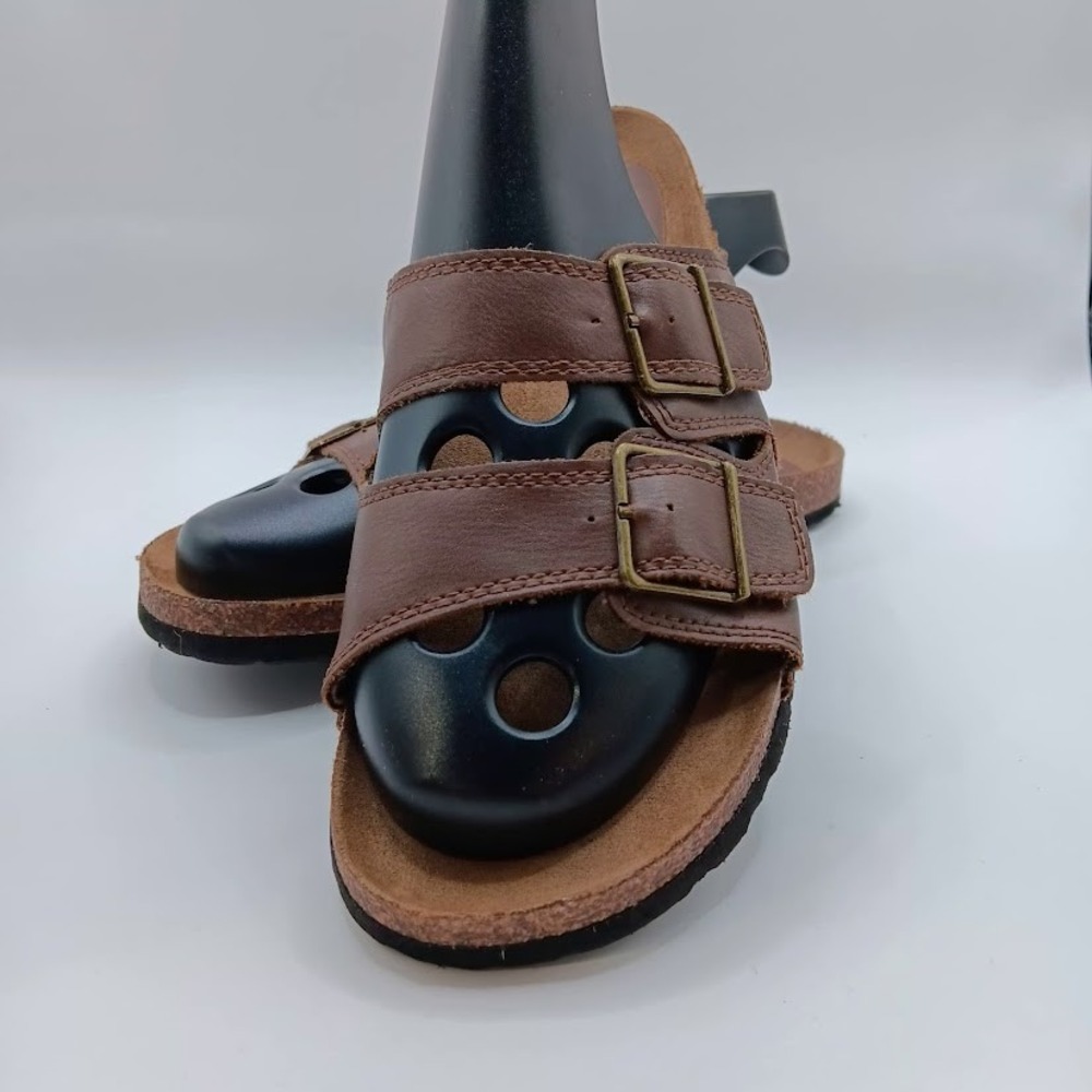 American Eagle Shoes Womens Size 7.5 Double Strap Slip On Sandals Buckle Comfort - Picture 2 of 8